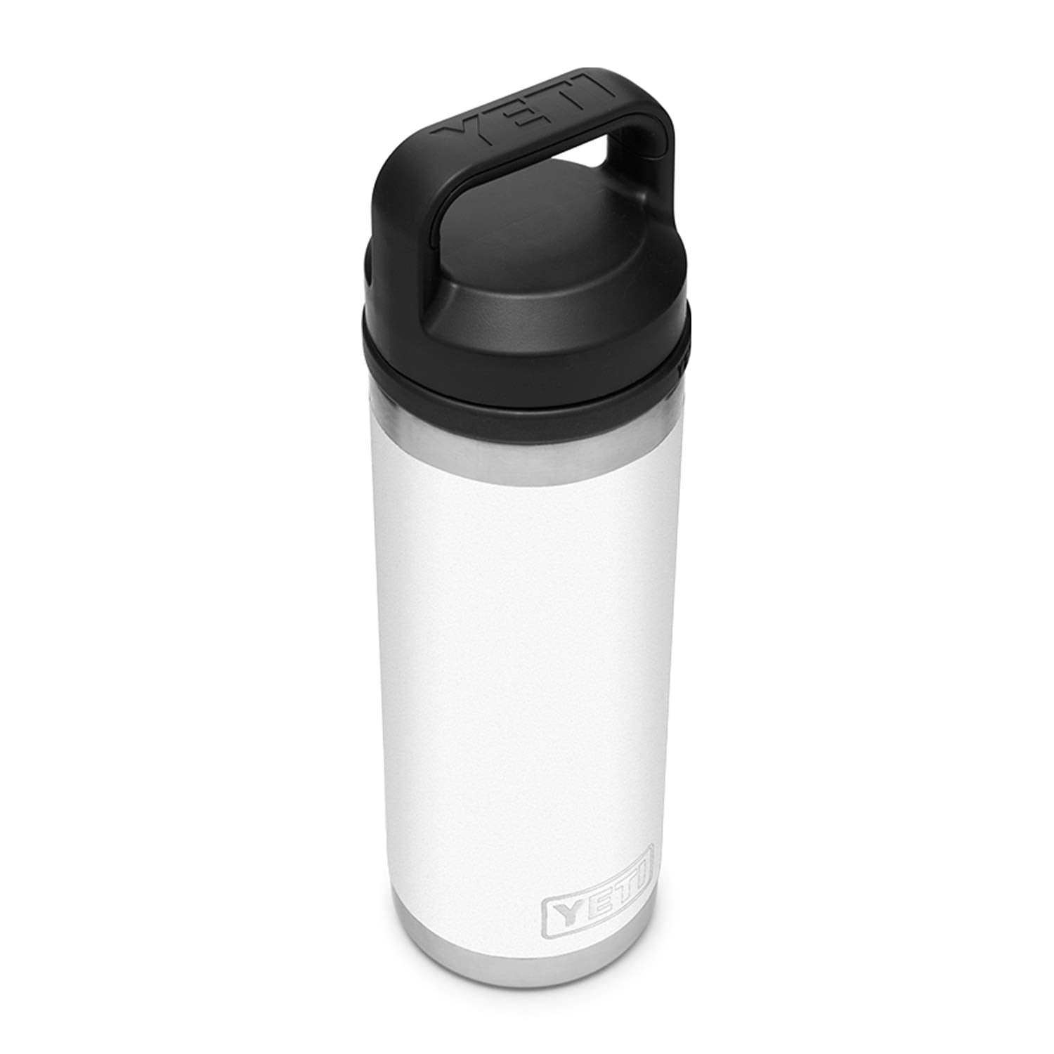 YETI Rambler 18 oz bottle with No Sweat exterior keeps hands dry during workouts.