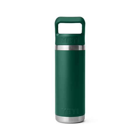 YETI Rambler 18 oz bottle with straw cap ideal for commuting and workouts.