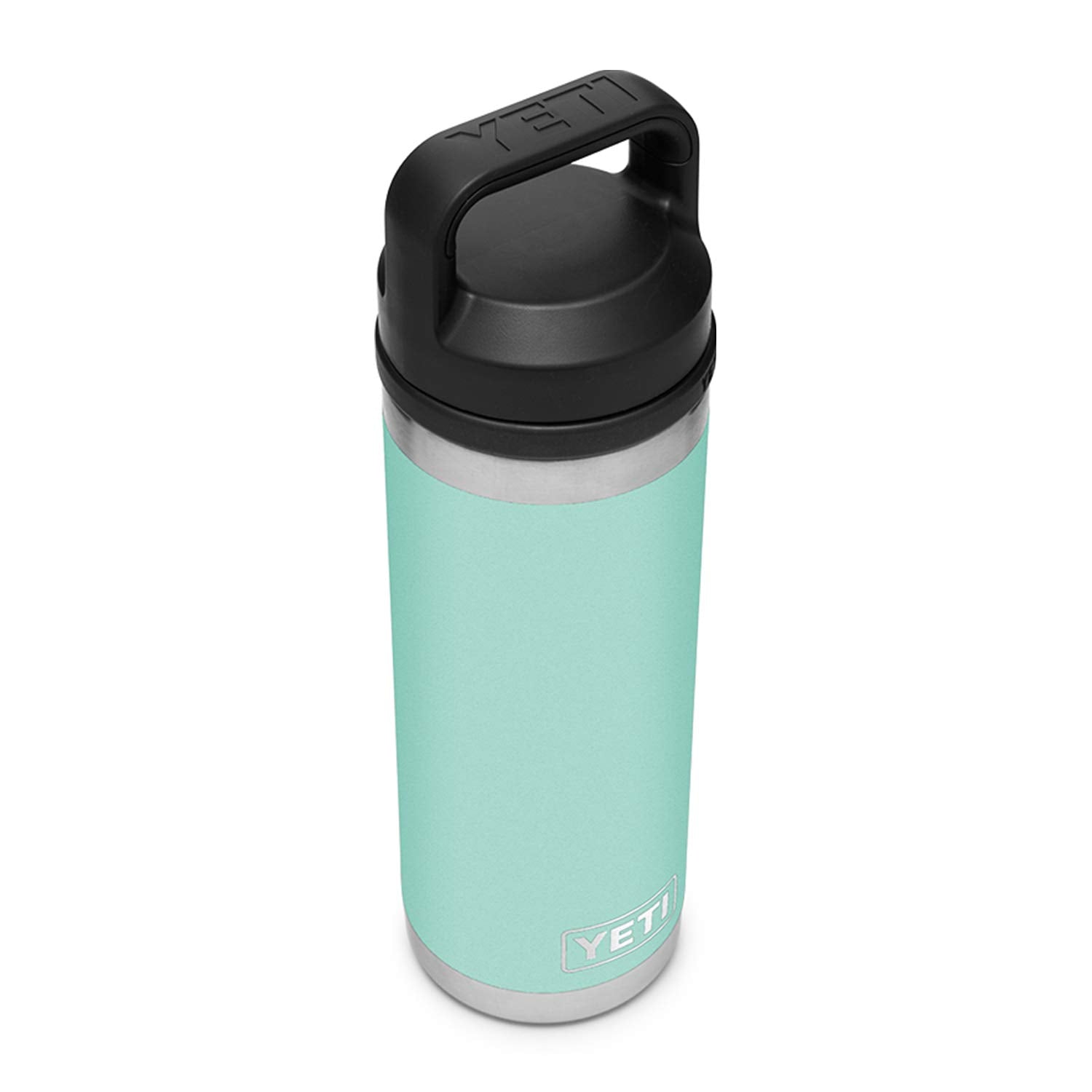 YETI Rambler 18 oz seafoam bottle featuring durable 18/8 stainless steel design.