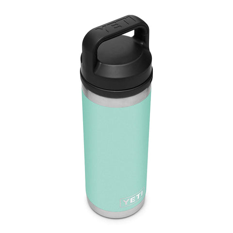 YETI Rambler 18 oz seafoam bottle featuring durable 18/8 stainless steel design.