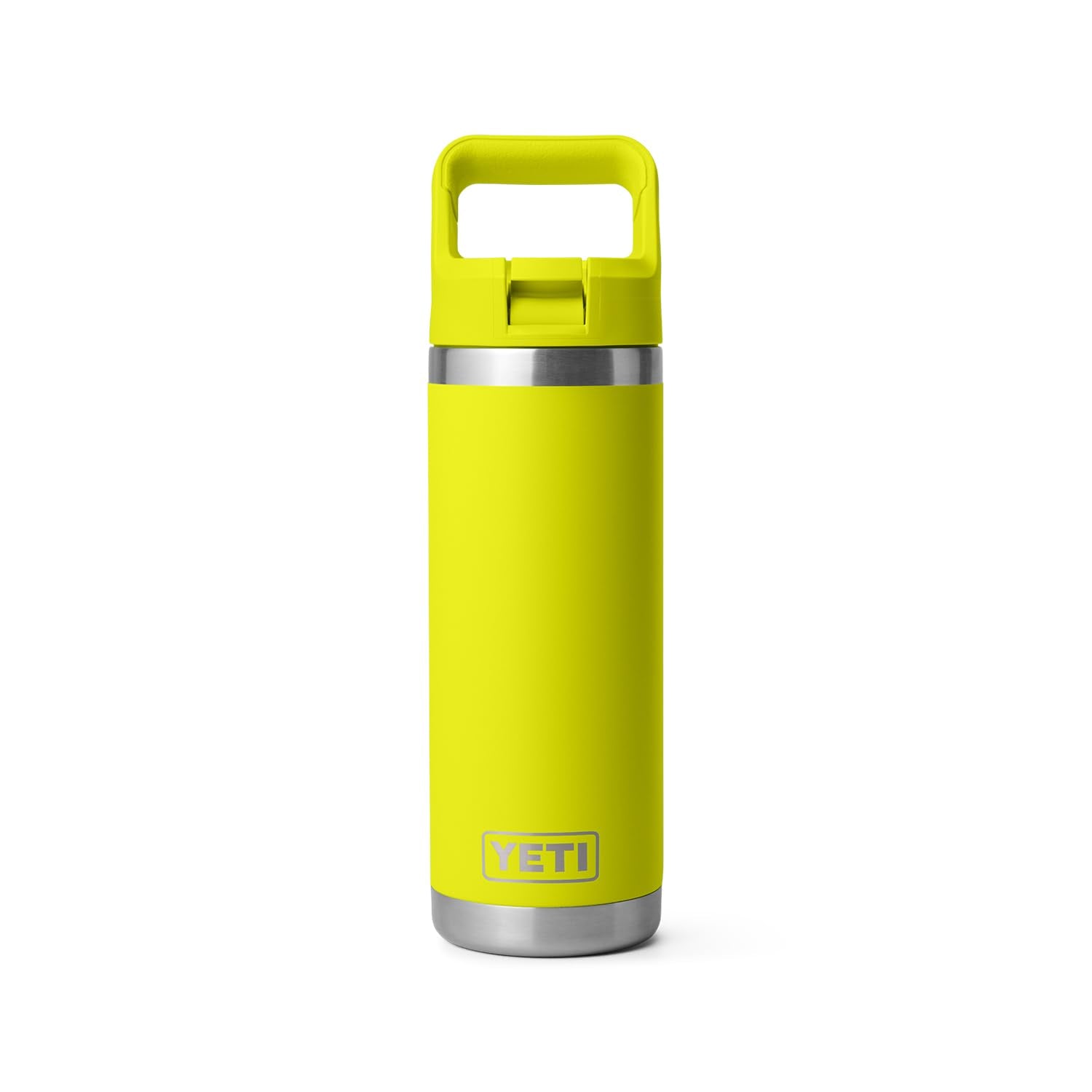 YETI Rambler bottle stainless steel wall highlights rust-resistant, no-sweat exterior.
