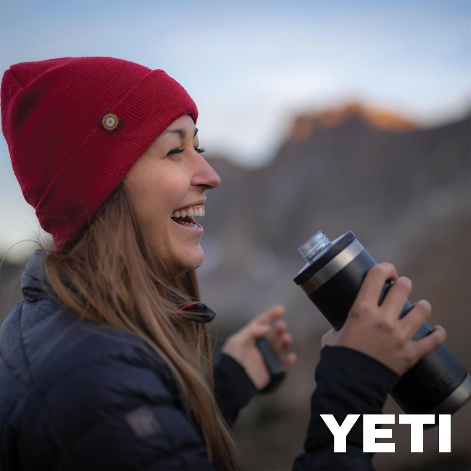 YETI Rambler 18oz bottle Wild Vine Red color for outdoor visibility