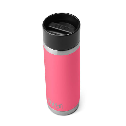 YETI Rambler 18oz Hotshot bottle tropical pink cap demonstrating leakproof design