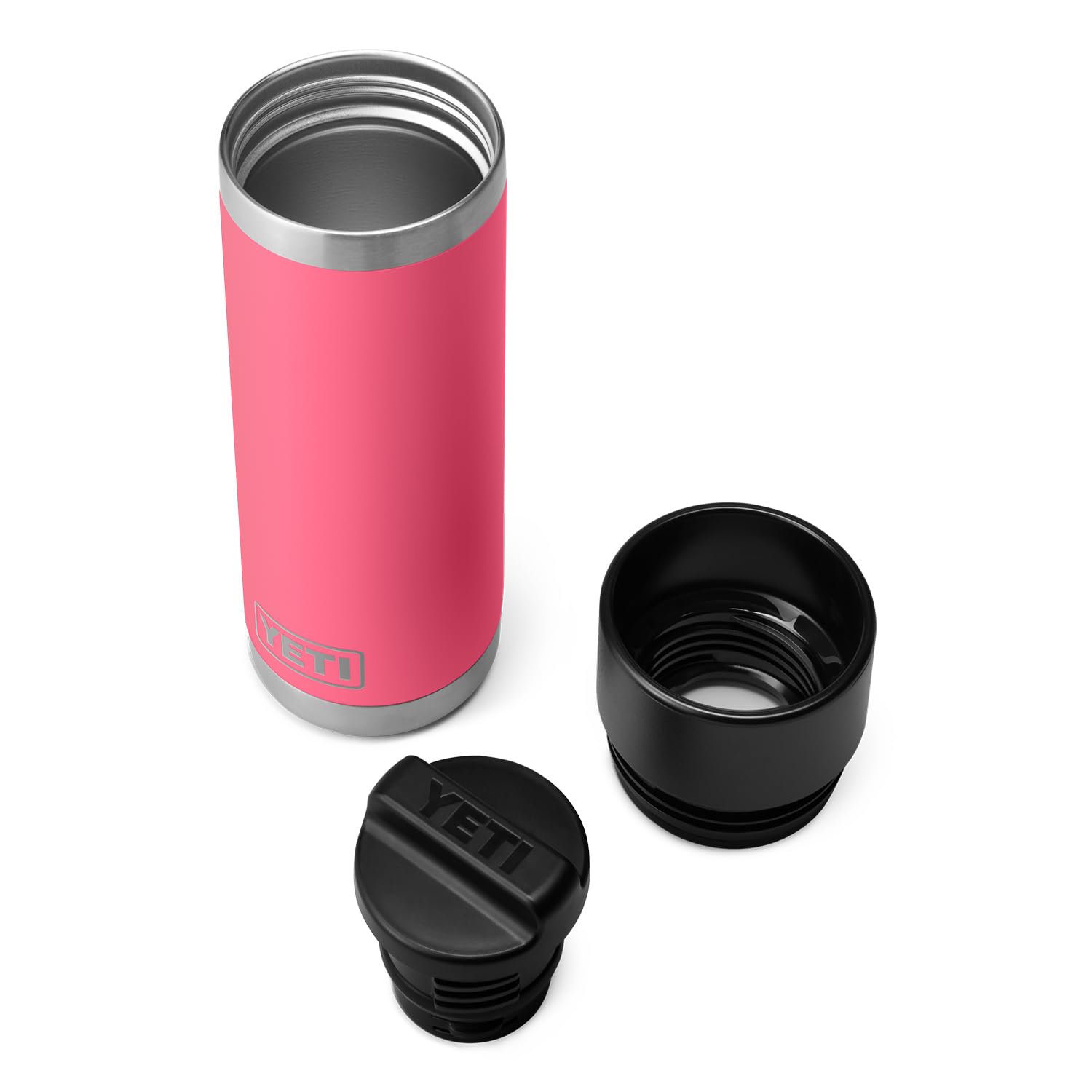 YETI Rambler 18oz Hotshot bottle tropical pink no-sweat exterior keeps hands dry
