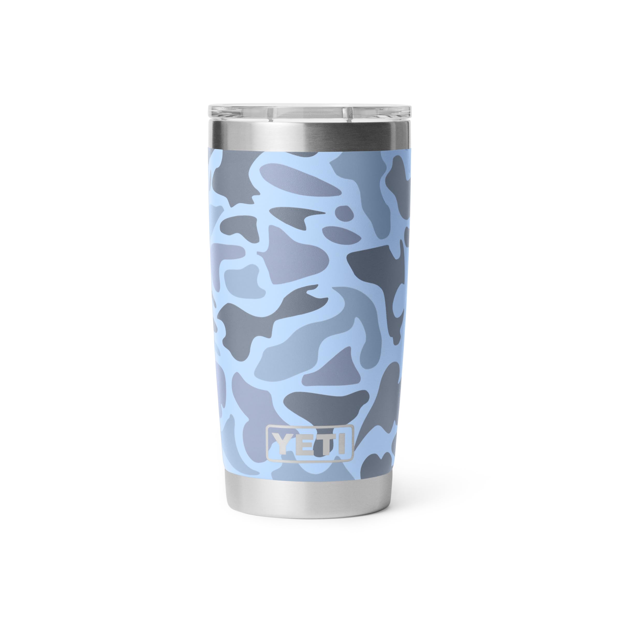 YETI Rambler 20 oz, side shot, blue camo pattern for outdoor vibes