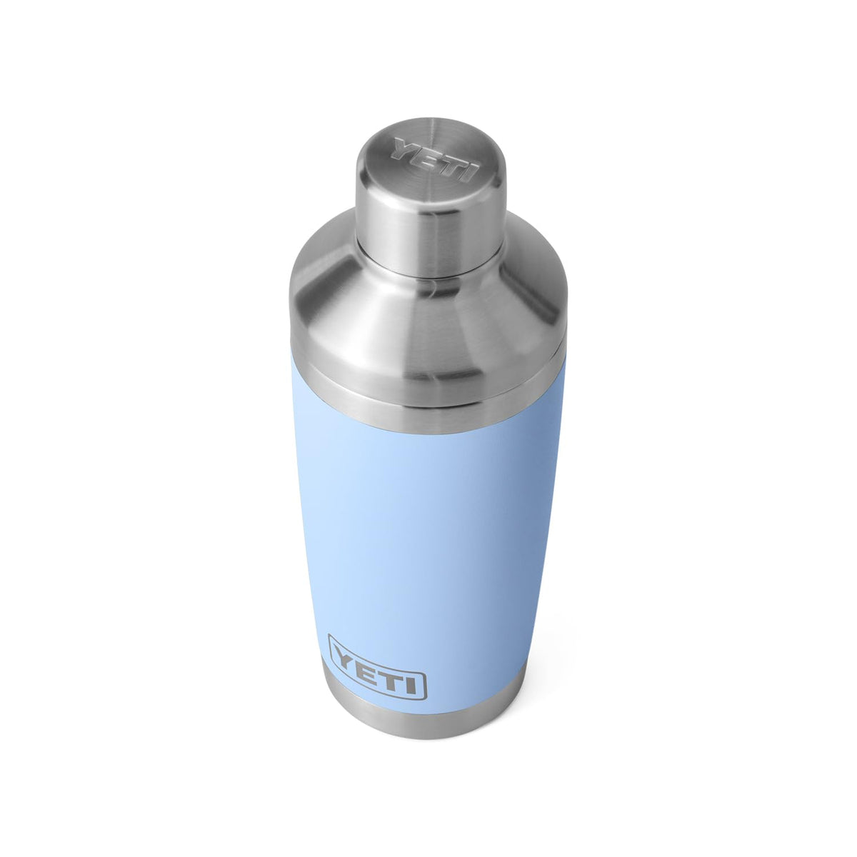 YETI Rambler 20oz cocktail shaker in Big Sky Blue ready for on-the-go mixing