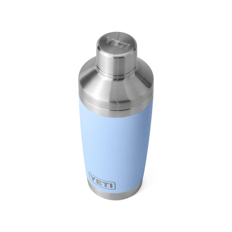 YETI Rambler 20oz cocktail shaker in Big Sky Blue ready for on-the-go mixing