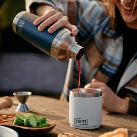 Leak-resistant cap of YETI Rambler 20 oz Cocktail Shaker during shaking.