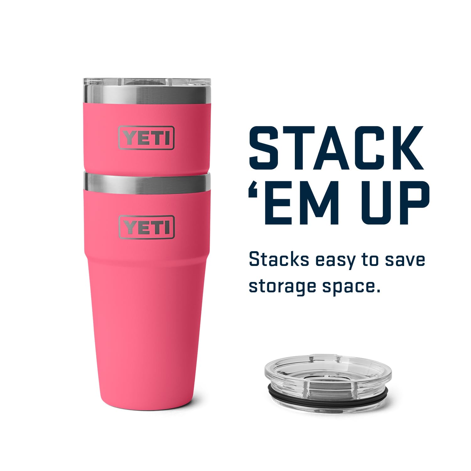 Stackable design of the YETI Rambler 20oz saves space at home or camp