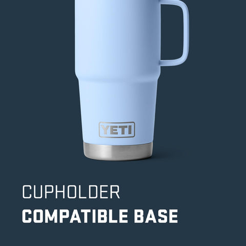 YETI Rambler 20 oz Travel Mug with 360-degree welded handle for a firm grip