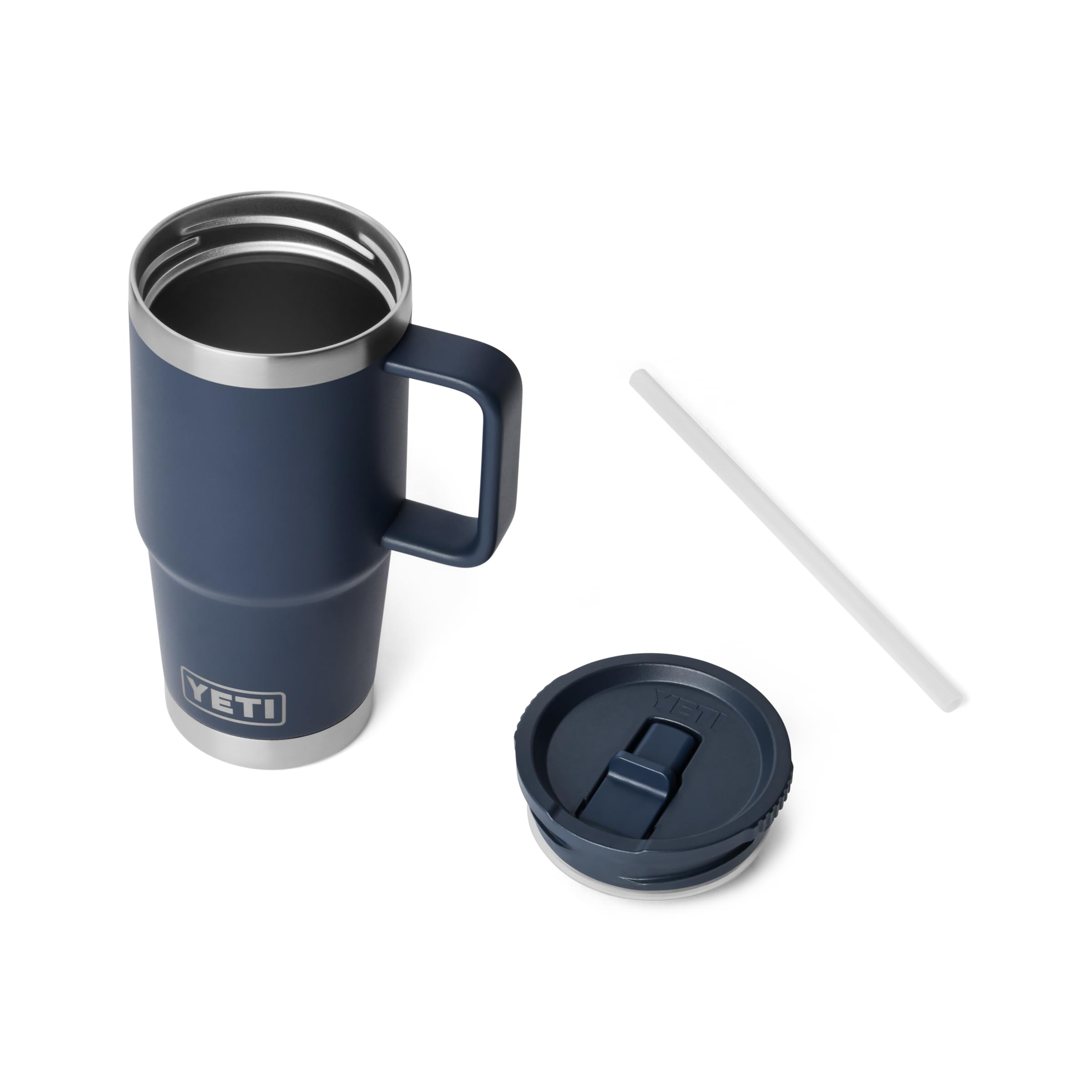 YETI Rambler 20 oz demonstrates cup-holder compatibility for easy on-the-road hydration.