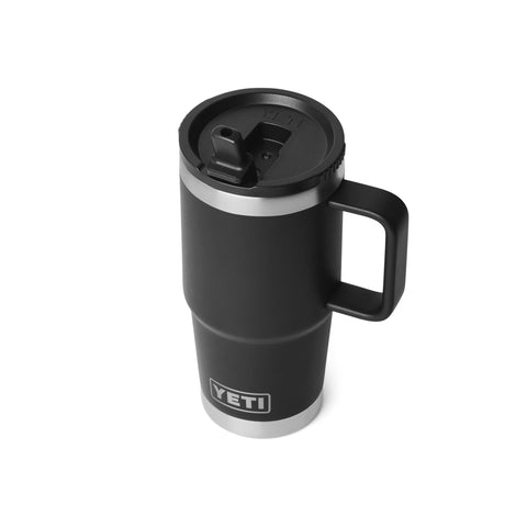 YETI Rambler 20 oz travel mug with double-wall insulation keeps beverages cold for hours