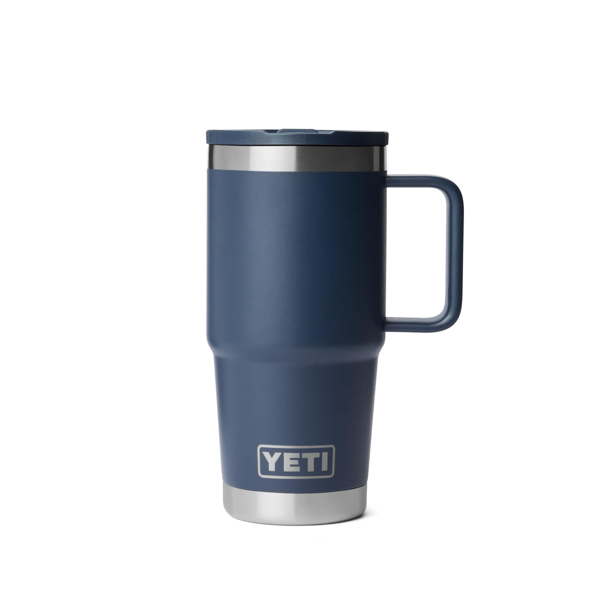 YETI Rambler 20 oz with flip straw lid shows leakproof hydration on the go.