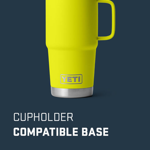 YETI Rambler 20 oz Travel Mug Stronghold Lid in use, minimizes spills