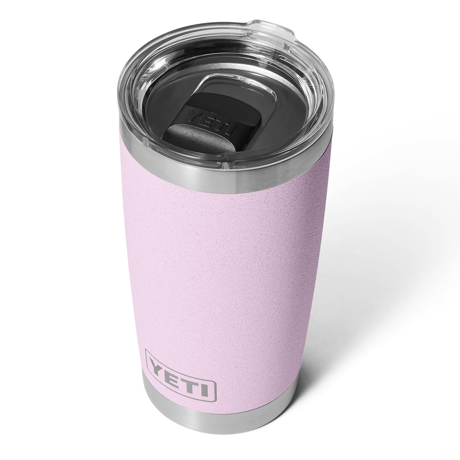 YETI Rambler 20 oz cherry blossom front view highlights durable stainless steel for hot or cold drinks