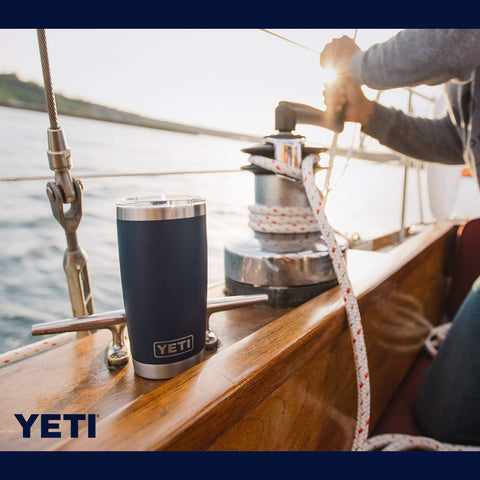 YETI Rambler 20 oz navy cup-holder fit ensures easy access on the go.