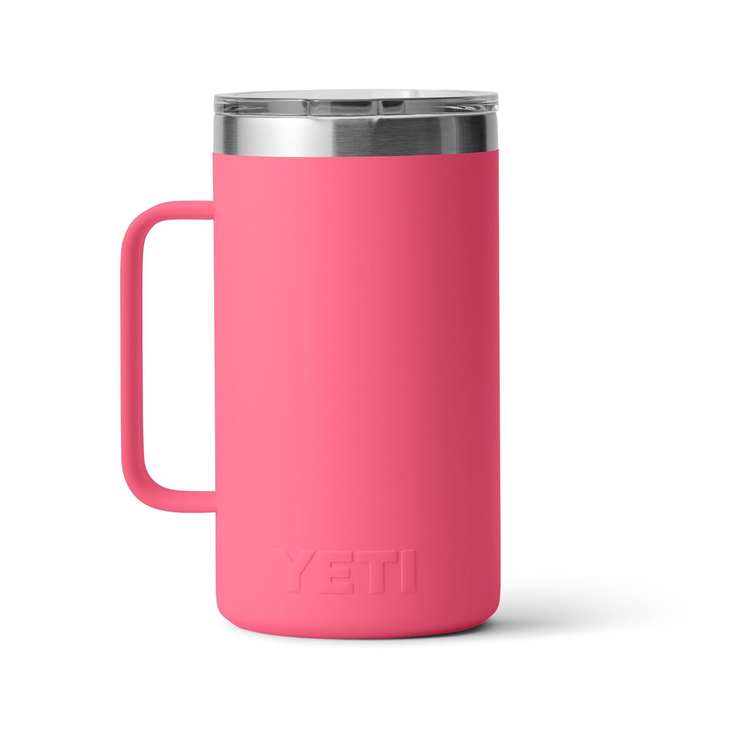 YETI Rambler 24 oz mug tropical pink dishwasher safe for easy cleaning.