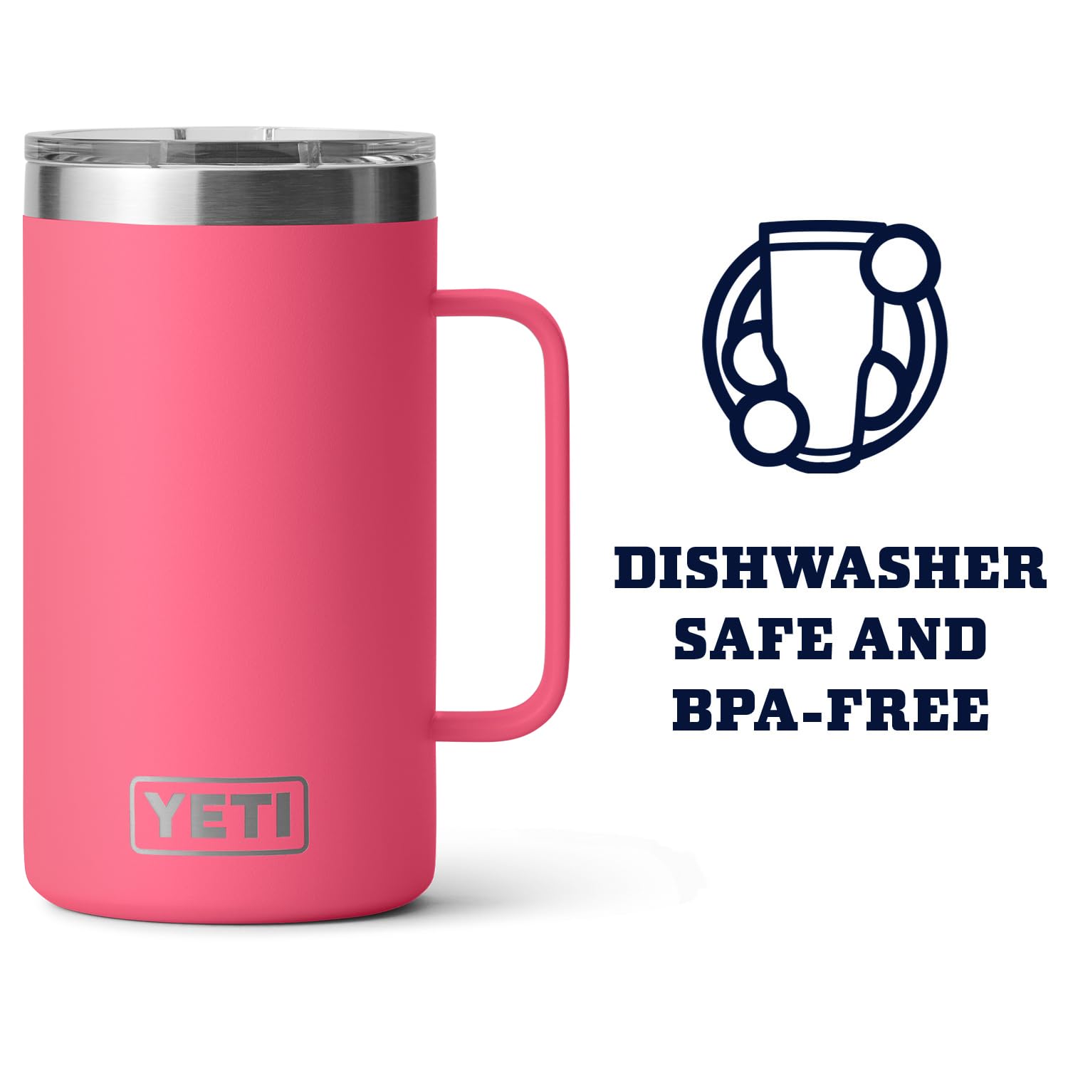 YETI Rambler 24 oz mug tropical pink stainless steel body.