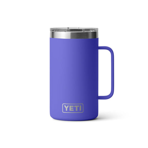 YETI Rambler Ultramarine Violet mug color close-up emphasizes durable styling.