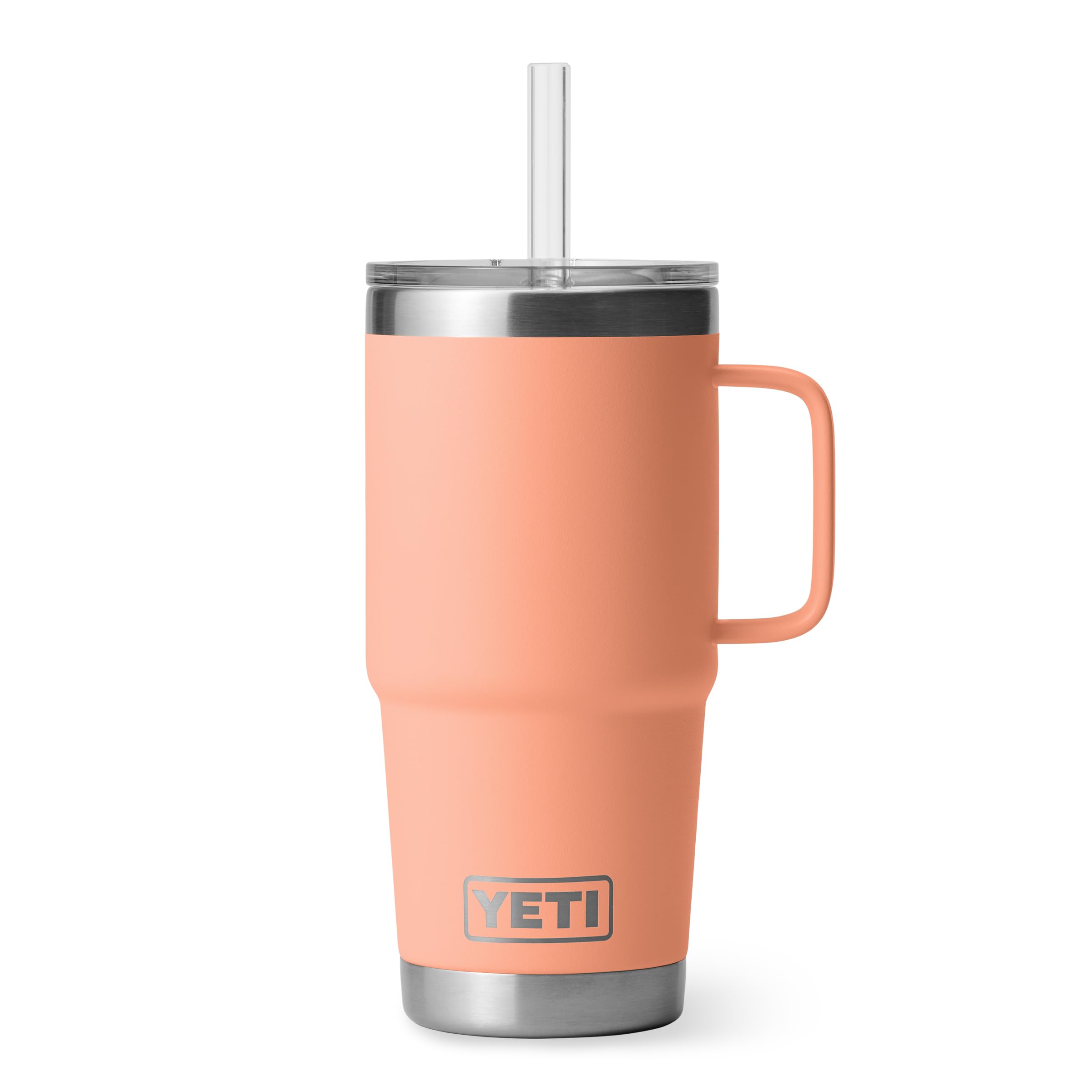 YETI Rambler 25 oz tumbler with handle for a comfortable grip on outdoor adventures.