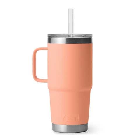 YETI Rambler 25 oz straw lid features a molded stopper and secure straw.