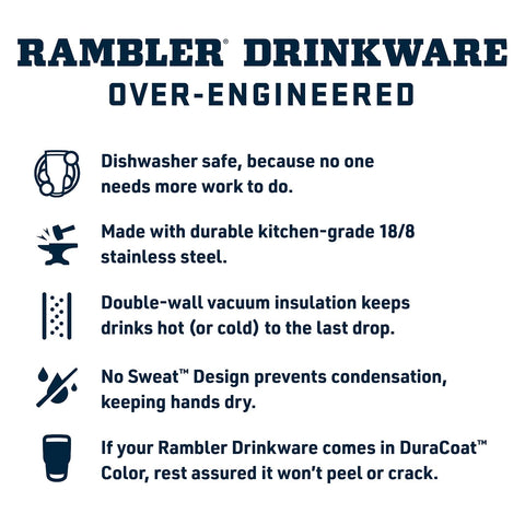 YETI Rambler 26 oz bottle stainless steel body resists punctures and rust.