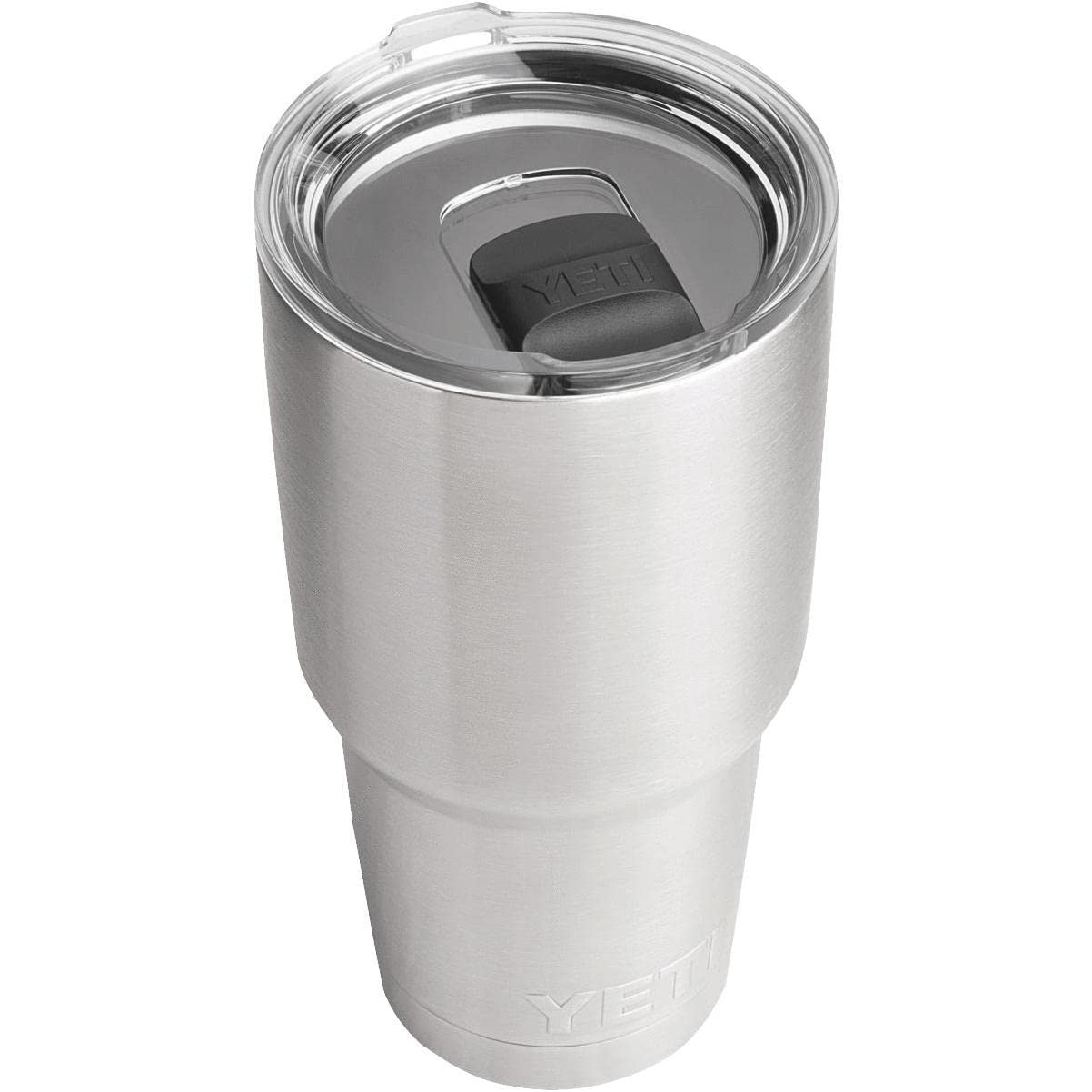 YETI Rambler 30oz label indicates dishwasher safe, easy cleaning.