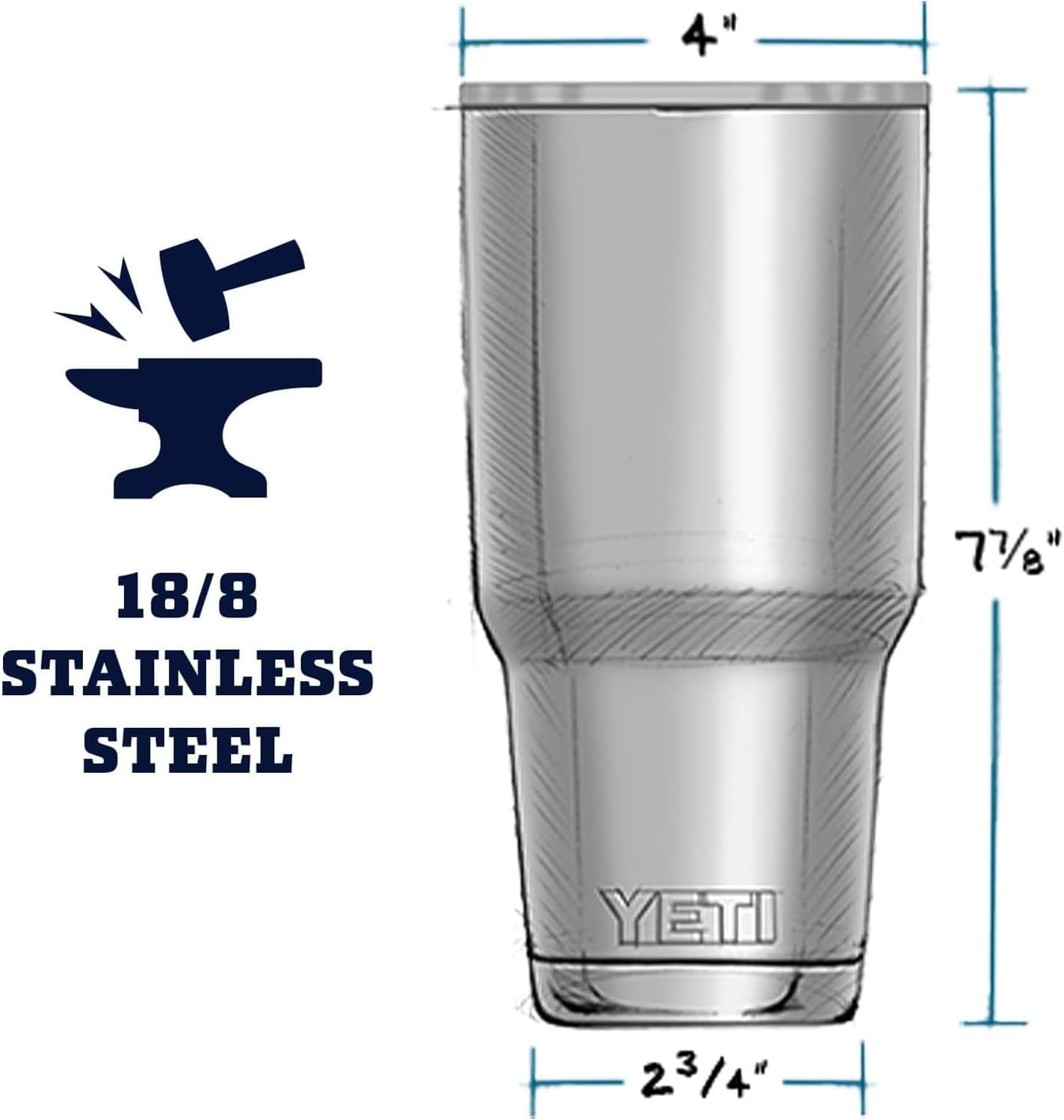 YETI Rambler 30 oz with DuraCoat grip in black.