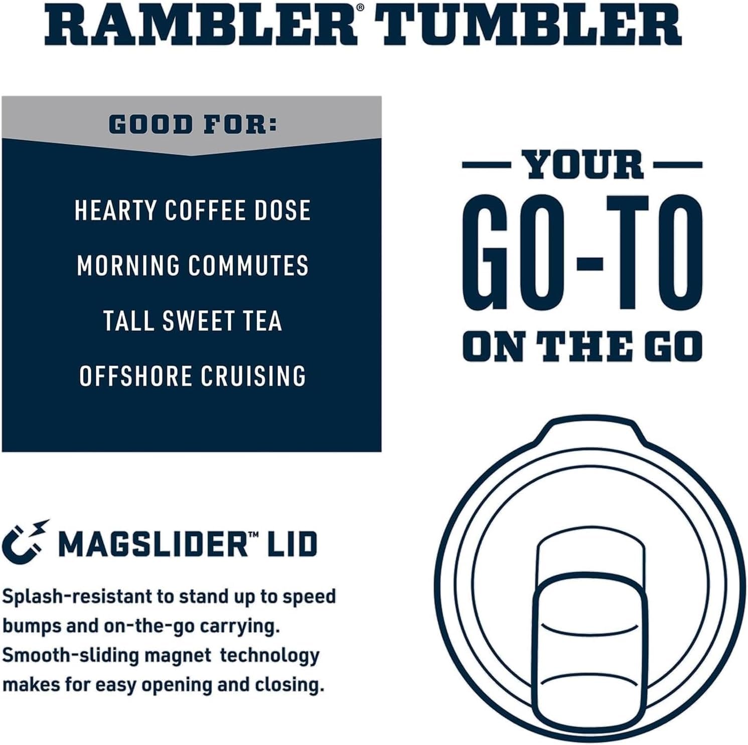 YETI Rambler no-sweat design keeps hands dry.