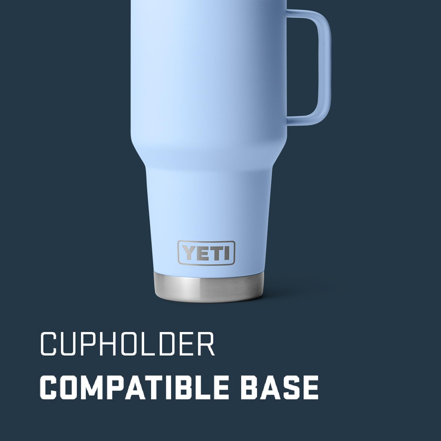 YETI Rambler 30 oz 360-degree welded handle for easy cup-holder fit.