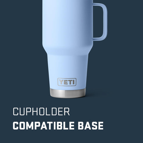 YETI Rambler 30 oz 360-degree welded handle for easy cup-holder fit.