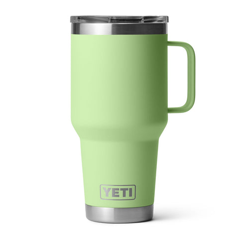 YETI Rambler 30 oz Travel Mug Key Lime, lid usage shows four placement options
