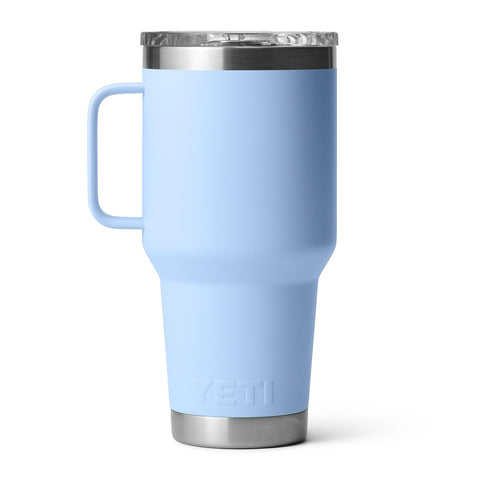 YETI Rambler 30 oz Travel Mug twist-on lid offers secure spill protection.