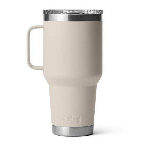 YETI Rambler 30oz Travel Mug, Stronghold lid open, magnet dual-slider for secure seal.