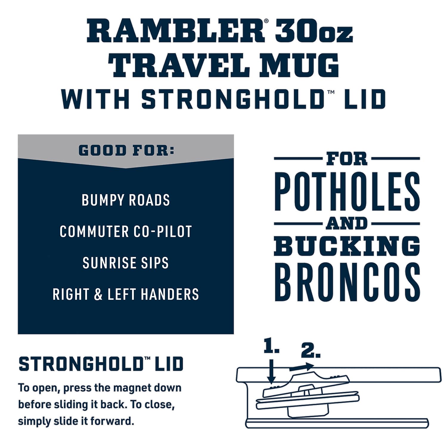 YETI Rambler 30oz vacuum-insulation keeps beverages cold or hot.