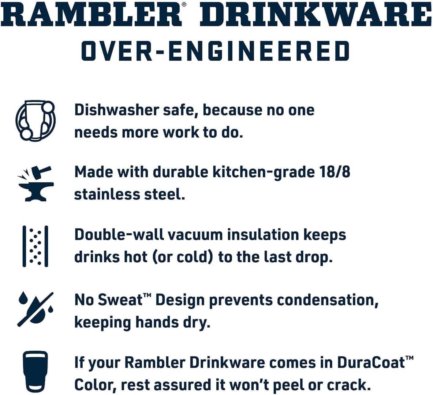 No Sweat design helps keep hands dry during warm drinks.