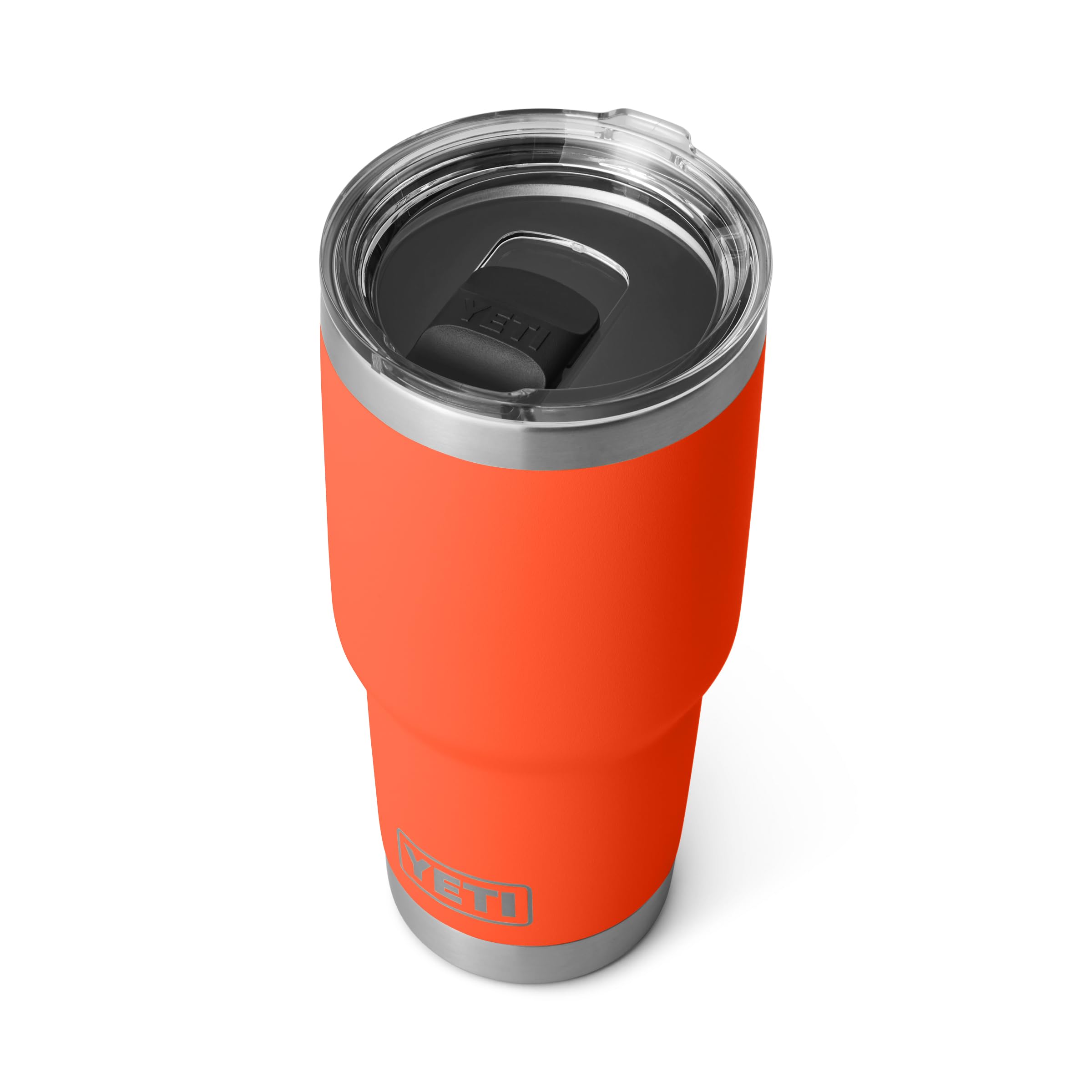 YETI Rambler 30 oz Papaya side profile showing height and cup-holder compatibility.