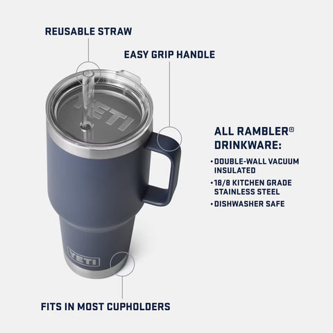 YETI Rambler 35oz double-wall vacuum insulation keeps drinks cold