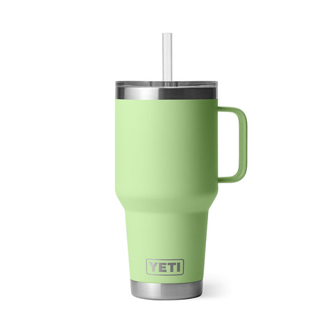 YETI Rambler 35 oz tumbler fits cup holders for portable use.
