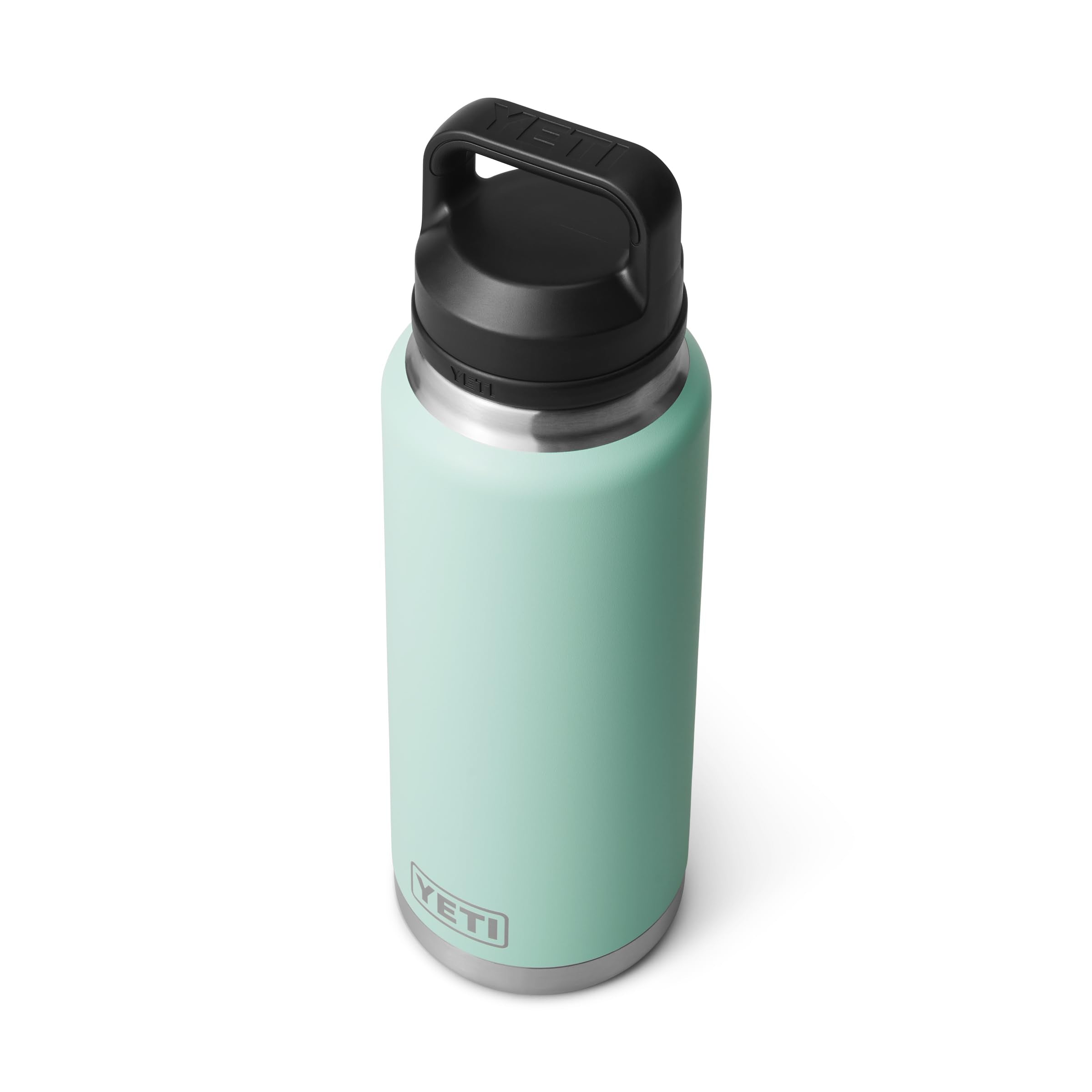 YETI Rambler 36 oz bottle in car cup holder for easy access.