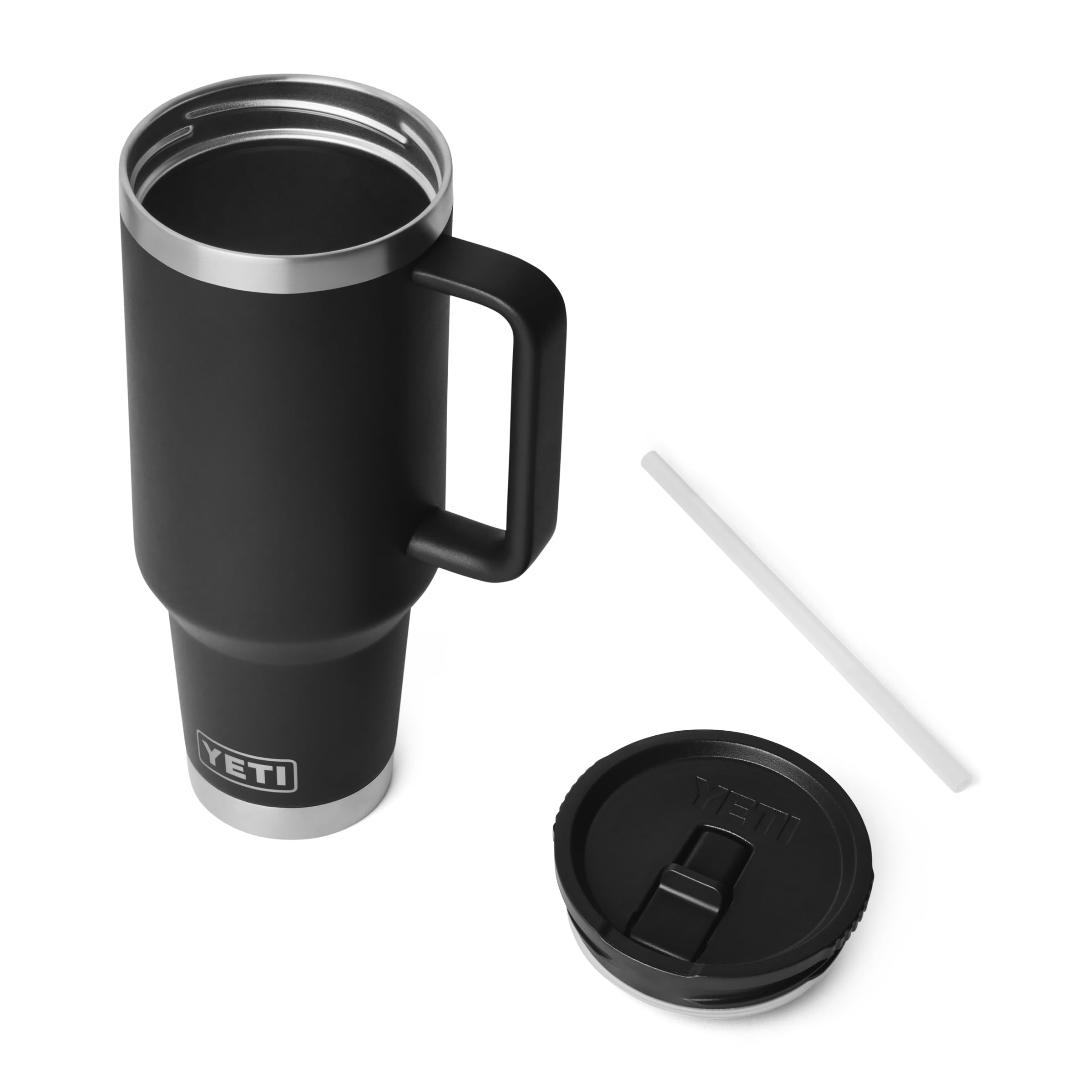 YETI Rambler 40oz mug fits most car cup holders for easy access from drive to trail.