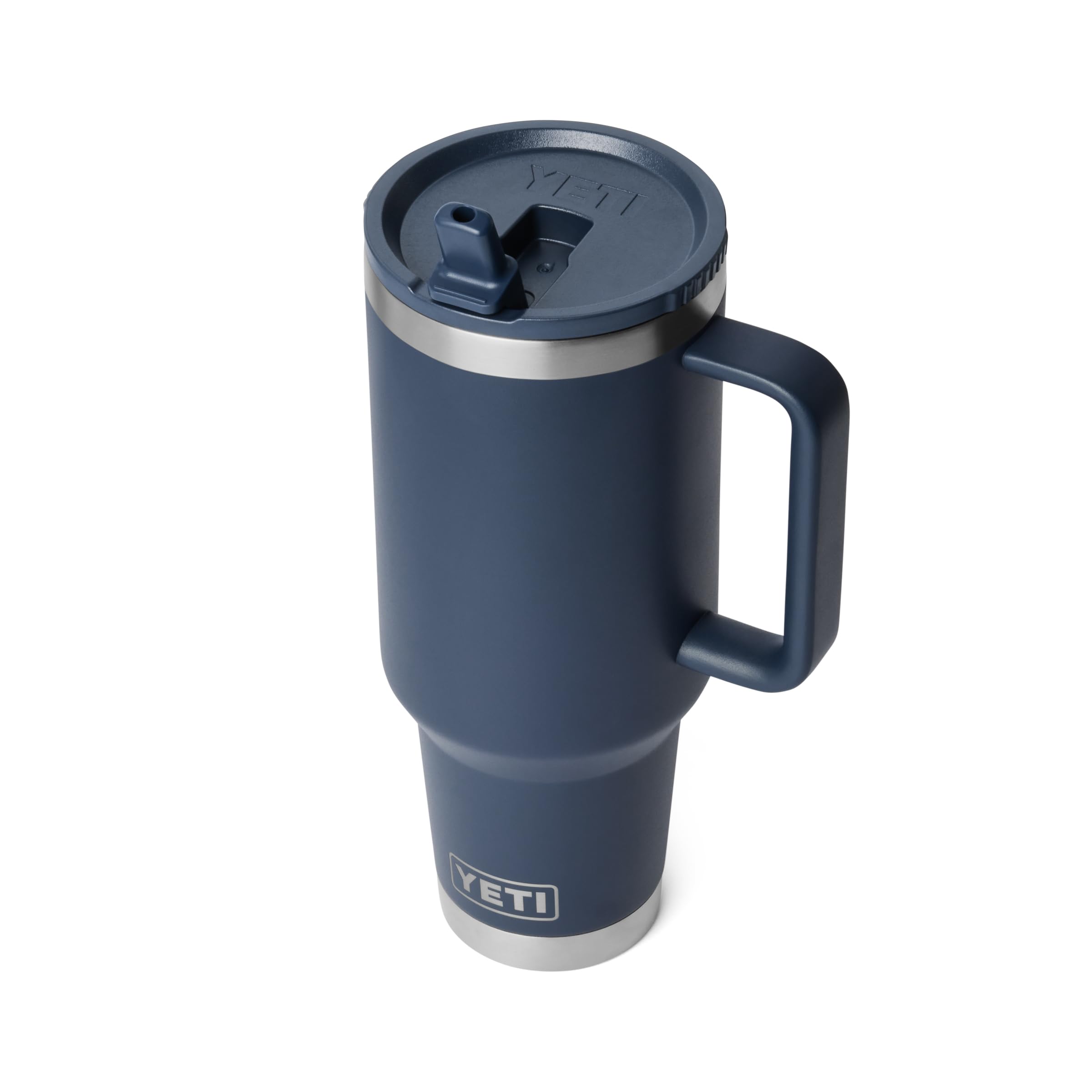 YETI Rambler 40 oz navy mug is dishwasher-safe and double-wall insulated for mess-free cleaning and cold drinks