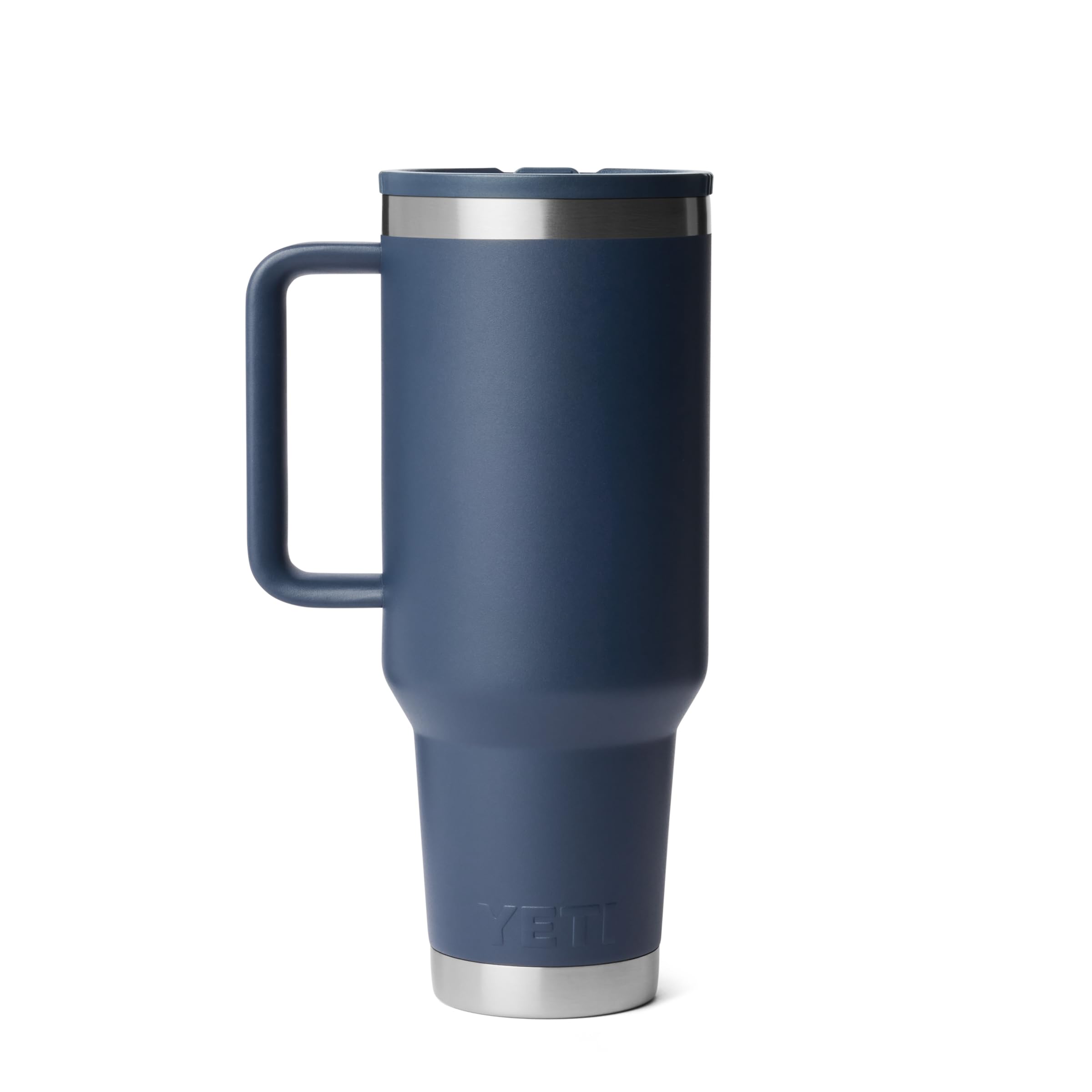 YETI Rambler 40 oz travel mug flip-straw lid and easy-grip handle provide a secure, comfortable grip