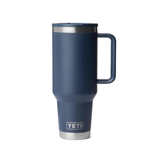 YETI Rambler 40 oz travel mug with flip-straw lid in navy for spill-free hydration on the go