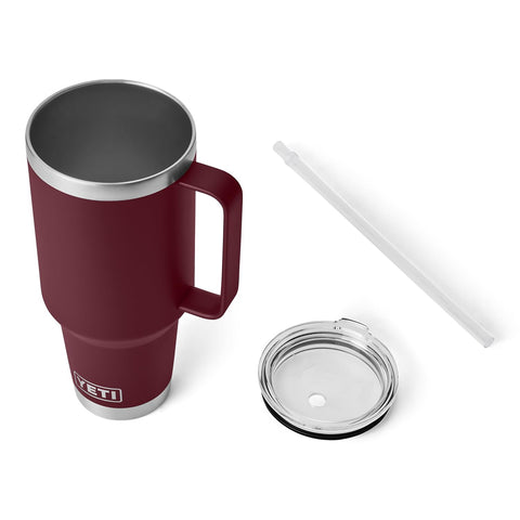 YETI Rambler straw lid with stopper keeps straw secure during travel.