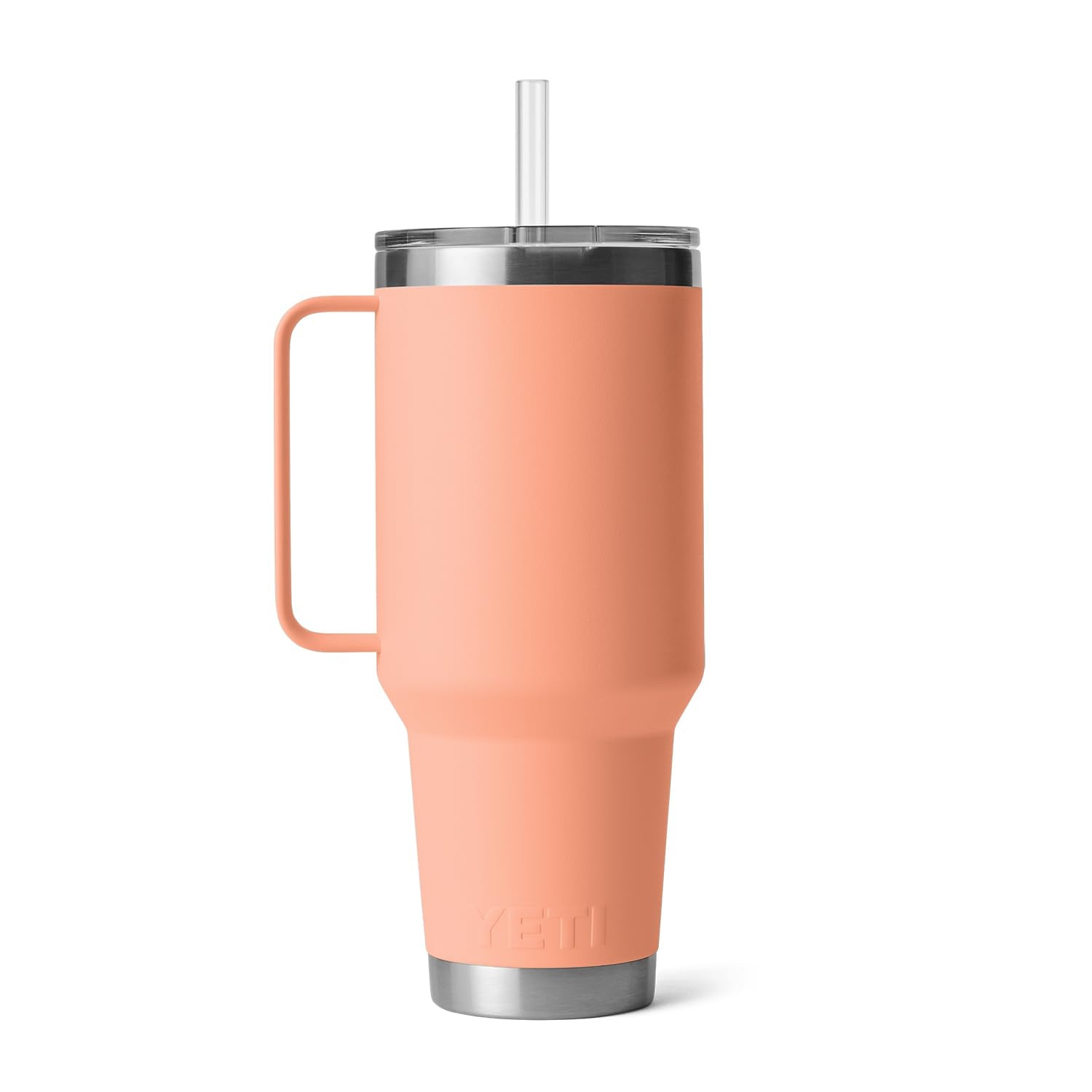 Elevated handle on YETI Rambler provides a firm grip for sipping.