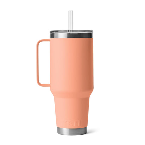 Elevated handle on YETI Rambler provides a firm grip for sipping.