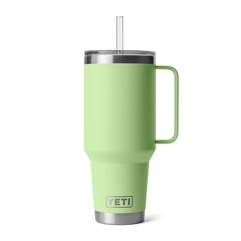 YETI Rambler 42 oz tumbler with handle and straw lid for on-the-go hydration.