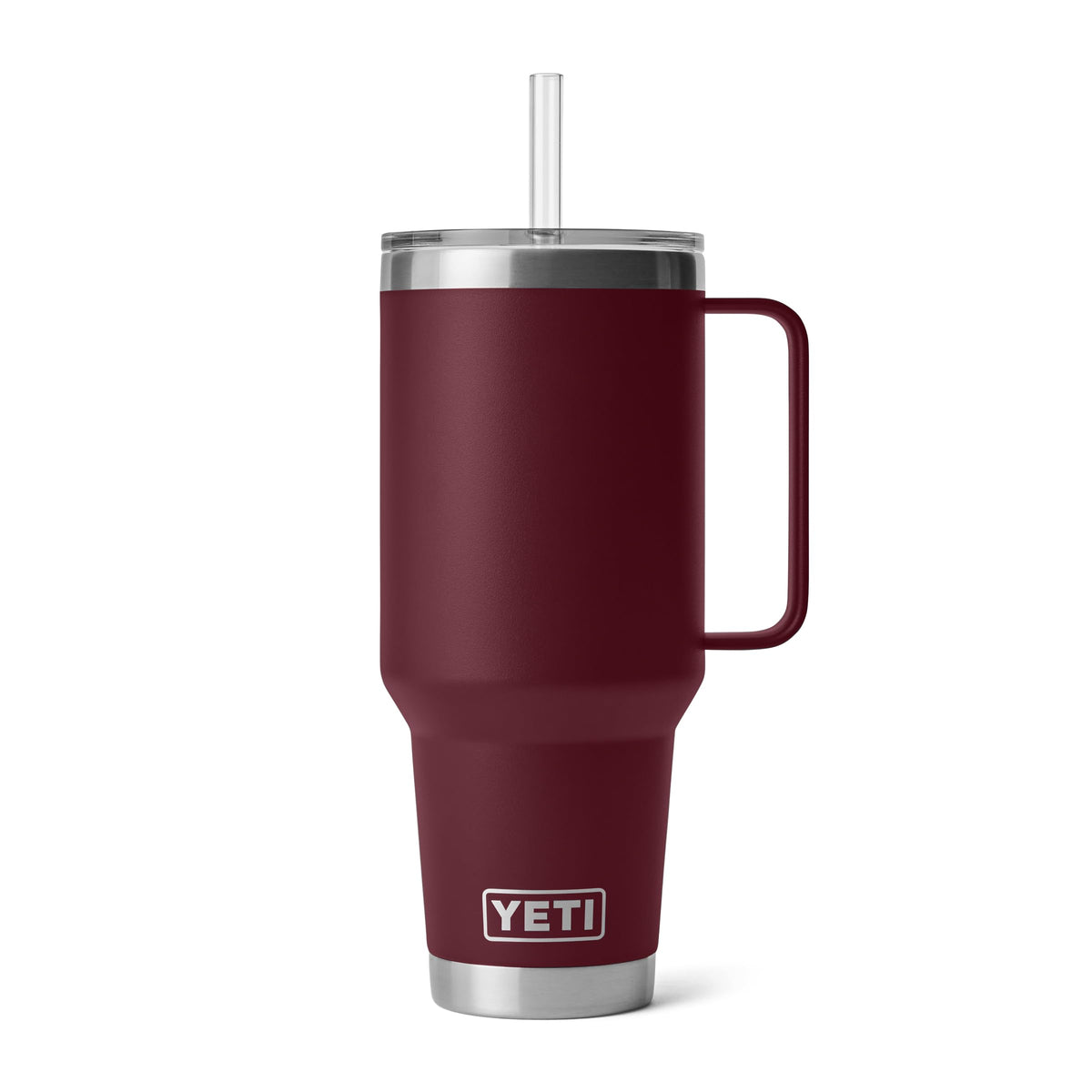 YETI Rambler 42 oz tumbler with handle and straw lid for easy on-the-go sipping.