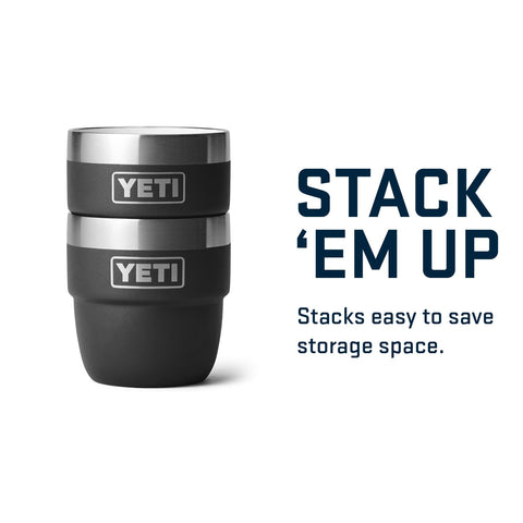 YETI Rambler 4 oz stackable cup, black, durable construction withstands travel